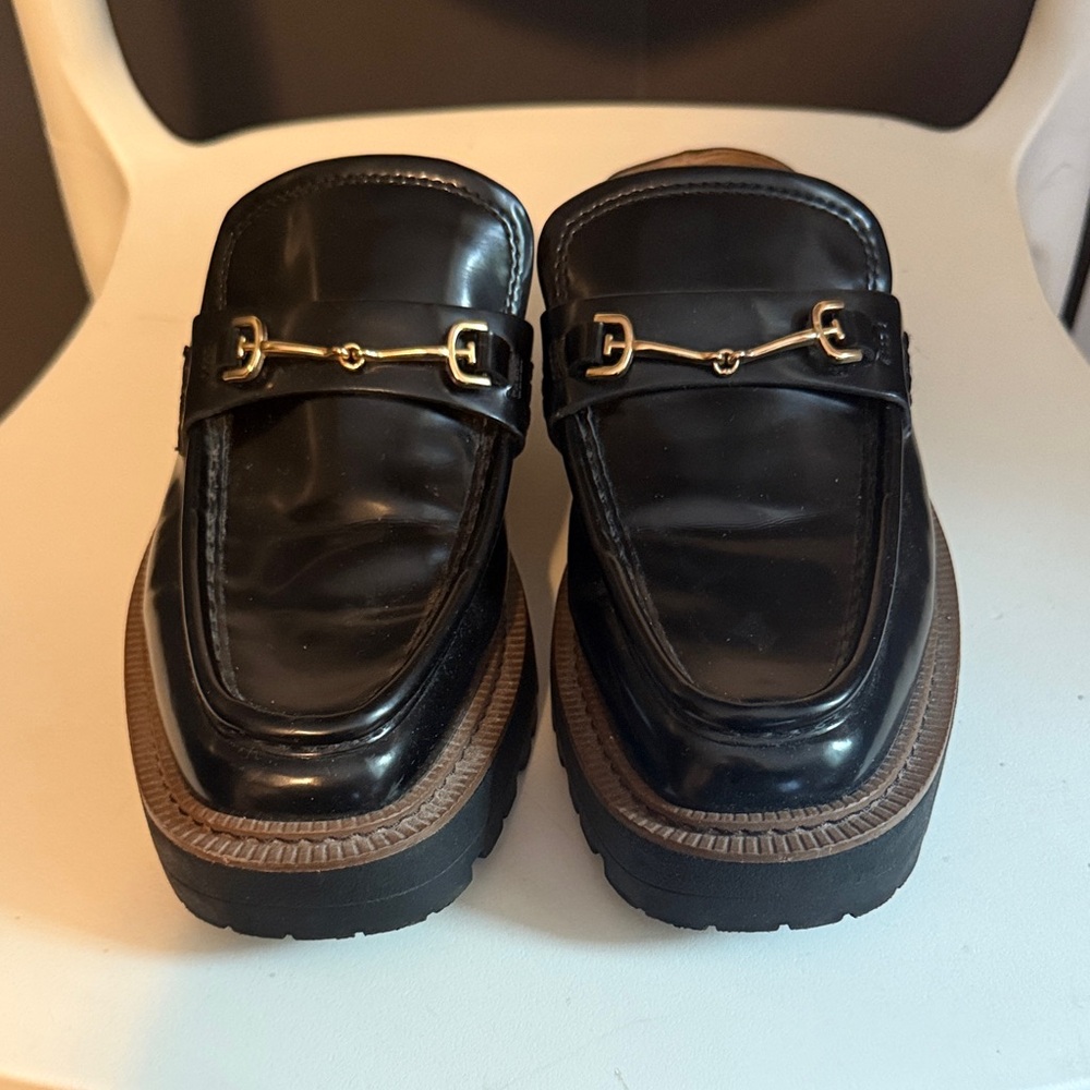 Sam Edelman Black Loafers with Gold Accent